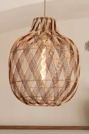 Acquista Ora GOOD & MOJO Lampada a sospensione Mendoza, naturale/rosso, Ø 40 cm, bambù
