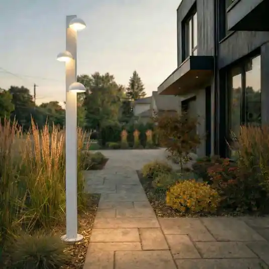 Lampada LED da esterno Lucande Velira, grigio chiaro, 220 cm, a 3 luci Economico