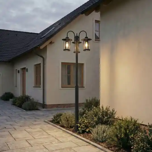 Lampada da esterno Lindby Zayn, nera, a 3 luci, altezza 220 cm, IP65 Spedito Oggi