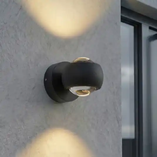 Proiettore da esterno a LED Lindby Focra, nero, a 2 luci, CCT, IP54 Soddisfatti O Rimborsati