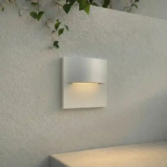 Lindby Applique a LED da incasso Alune, bianca, curva, 8x8 cm, IP65 Bestseller