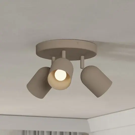 Faretto da soffitto Tilston, beige, Ø 25 cm, a 3 luci, acciaio Compra Oggi Stesso