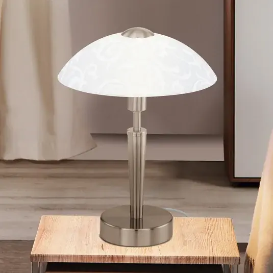 Nuovo Arrivo Lampada da tavolo SOLO 1, nichel opaco, altezza 32 cm, metallo/vetro,