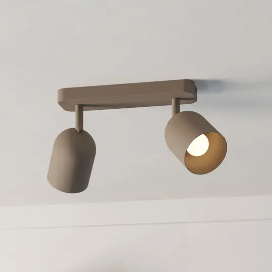 Must-Have Faretto da soffitto Tilston, beige, lunghezza 28 cm, a 2 luci, acciaio