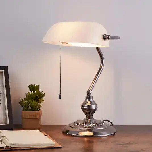 Ordina Subito Lampada da tavolo BANKER, color nichel, altezza 39 cm, metallo/vetro