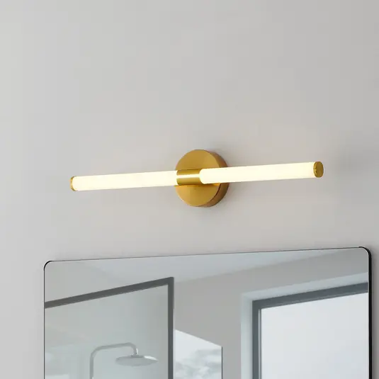 Nuova Collezione Applique a LED Ramola, color ottone, larghezza 60 cm, IP44, CCT