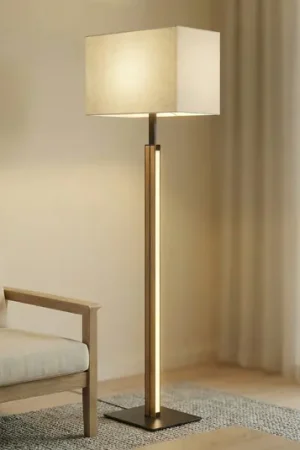 A Buon Prezzo Lampada LED da pavimento Quitani Lisene, rovere/nero/naturale, 162 cm,