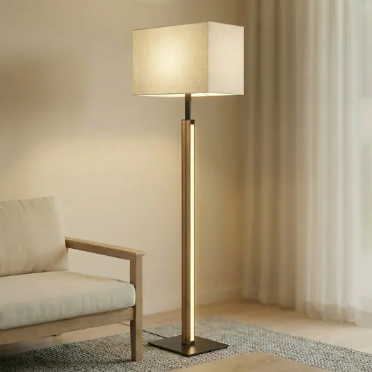 A Buon Prezzo Lampada LED da pavimento Quitani Lisene, rovere/nero/naturale, 162 cm,