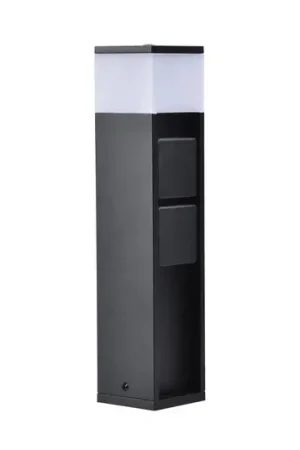 Esclusivo Lampioncino LED MAINS, grigio scuro, 37 cm, IP54, 2 prese