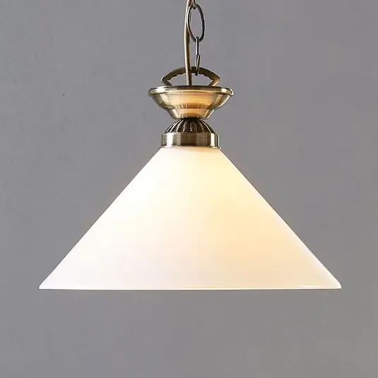 Promozione Lindby lampada a sospensione Otis, Ø 30 cm, bianco, vetro, cono, E27