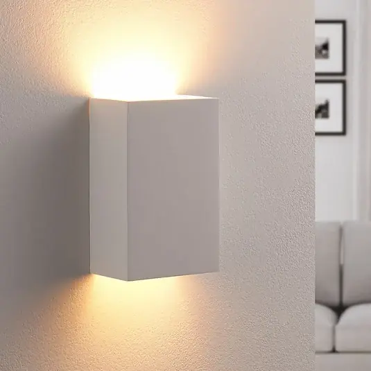 Applique Lindby Colja, angolare, altezza 16 cm, gesso, bianco Prezzo Conveniente