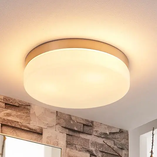 Lindby plafoniera per il bagno Amilia, Ø 30 cm, E27, nichel, vetro Occasione Imperdibile