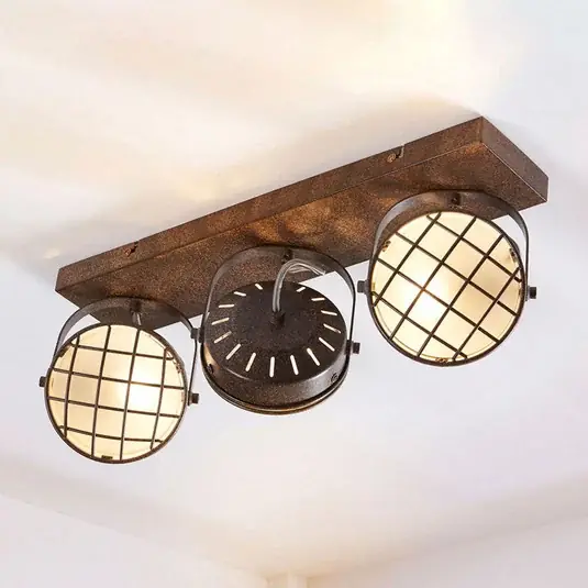 Lindby fatto Tamin, 48 cm, color ruggine, a 3 luci, vetro Ordina Subito