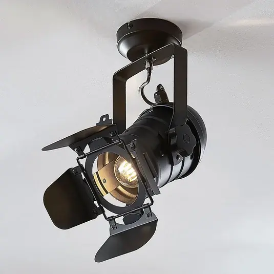 Bestseller Lindby Faretto da soffitto Tilen, 1 anta, nero, metallo, 38 cm
