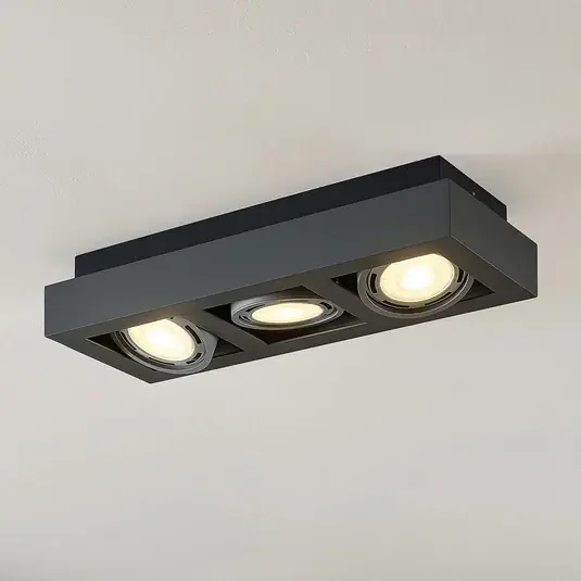 Faretto da soffitto Ronka, 50 cm, a 3 luci, grigio, GU10 Nuova Collezione