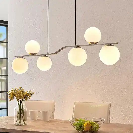 Lindby lampada a sospensione Avalyn, color nichel, vetro, 110 cm, E14 Prezzo Scontato