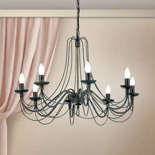 8 luci Lampadario CLARA in stile rustico Novità
