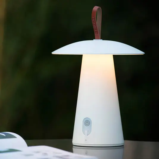 Esclusivo Lampada da tavolo ricaricabile La Donna LED, bianco, alluminio, dimmerabile