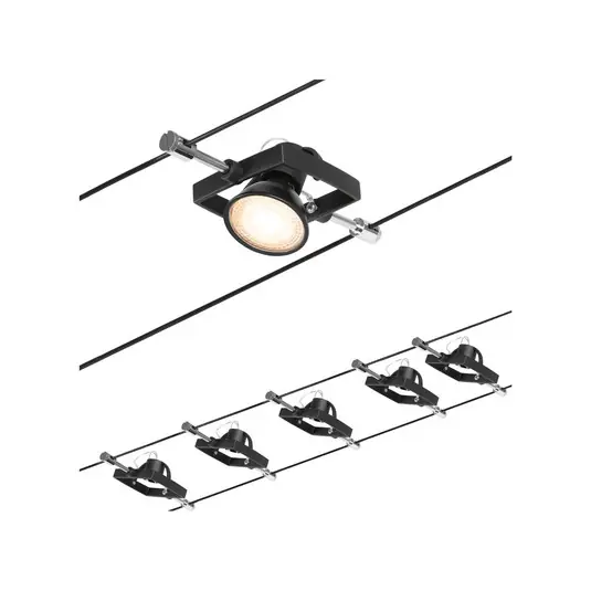 Bestseller Sistema di illuminazione a funi Paulmann Wire Mac II, a 5 luci, 5 m, nero