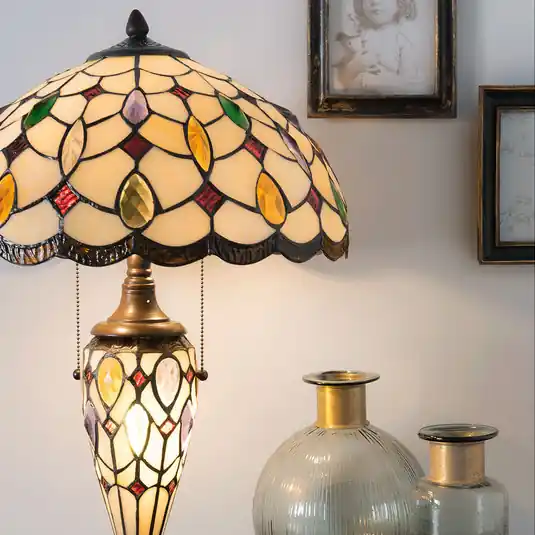 Bestseller Lampada da tavolo 5182 con vetro tiffany colorato