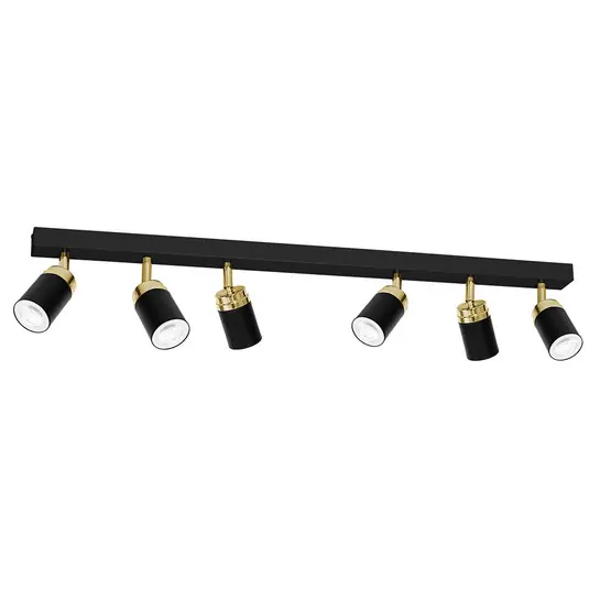Offerta Lampo Faretto da soffitto Reno, 6 luci, nero/oro