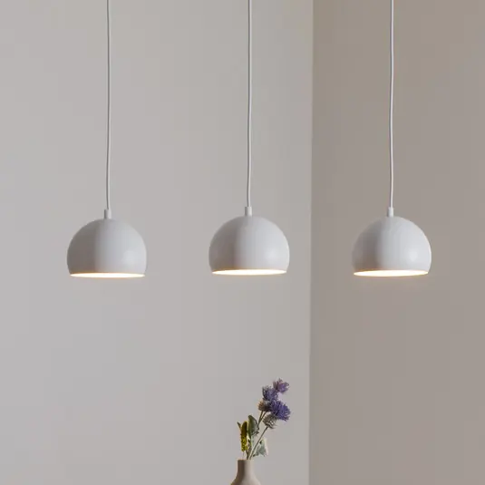 Prezzo Conveniente Lampada a sospensione Sool, bianca, lunghezza 65 cm, a 3 luci, metallo, E27