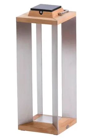 Prezzo Basso Lanterna solare Teckinox LED, teak/acciaio, 65,5 cm