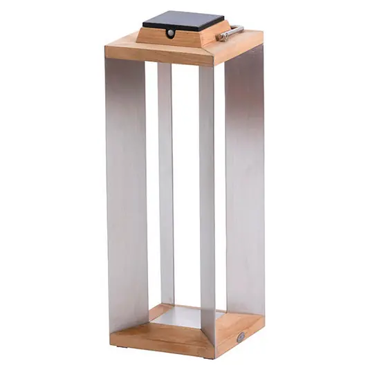 Prezzo Basso Lanterna solare Teckinox LED, teak/acciaio, 65,5 cm