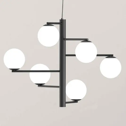 Lampada a sospensione Tin Tin a 6 luci nera Offerta Limitata