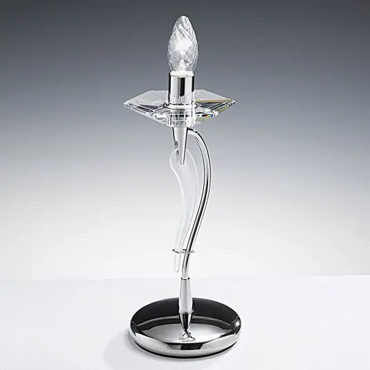 Lampada da tavolo Icaro con cristallo, cromo Promozione Esclusiva