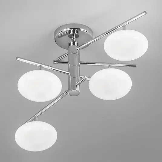 Acquista Ora Plafoniera Dolce 4 luci, paralumi cromo/bianco