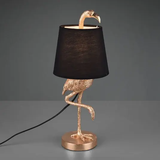 Lampada da tavolo Lola con fenicottero, nero/oro Occasione Imperdibile