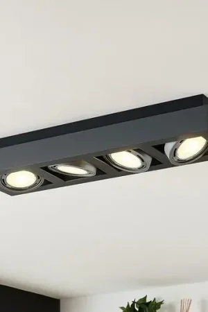 Spedizione Espresso Faretto da soffitto Ronka, 65 cm, a 4 luci, grigio, GU10
