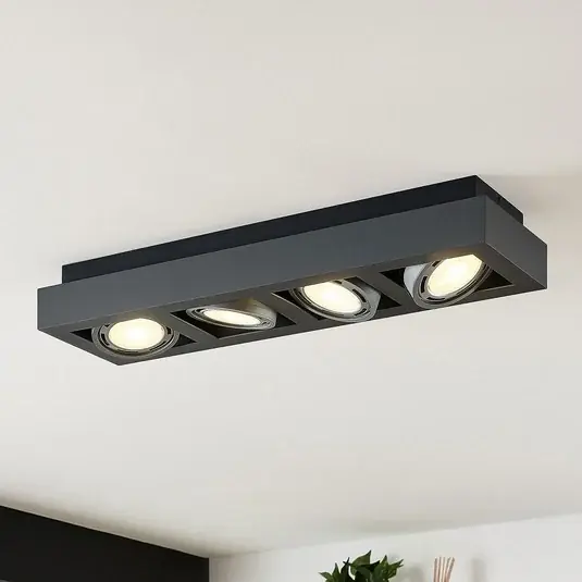 Spedizione Espresso Faretto da soffitto Ronka, 65 cm, a 4 luci, grigio, GU10