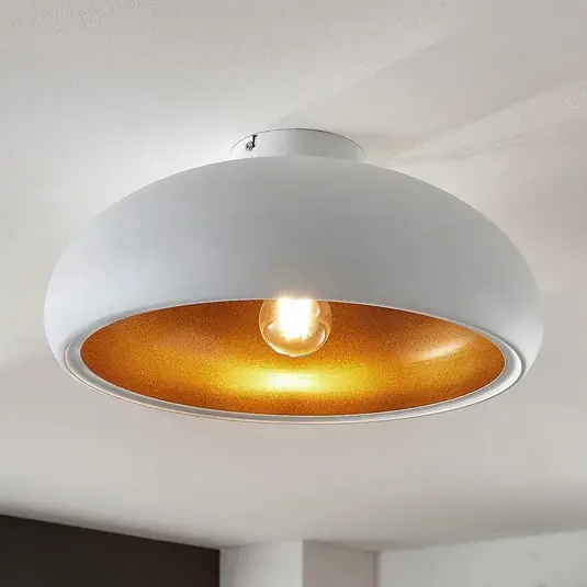 Lindby plafoniera Gerwina, bianco/oro, metallo, 40 cm, E27 Consegna Rapida