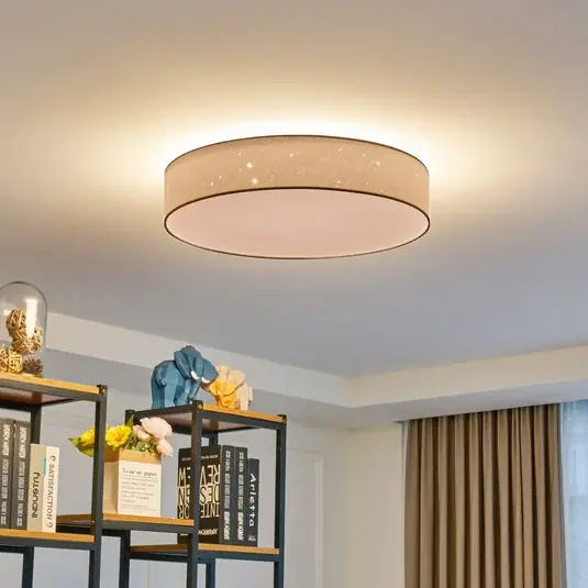 Lindby plafoniera LED Ellamina, Ø 60 cm, bianco, tessuto Super Prezzo