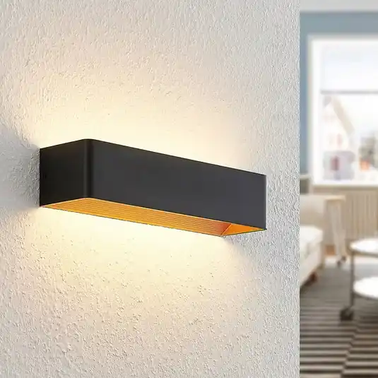Arcchio Applique a LED Karam, 37 cm, nero, metallo, up/down Spedizione Espresso