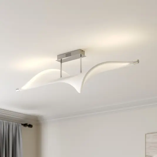 Lucande Plafoniera LED Edano, 122 cm, bianco, tessuto, dimmerabile Ordina Subito