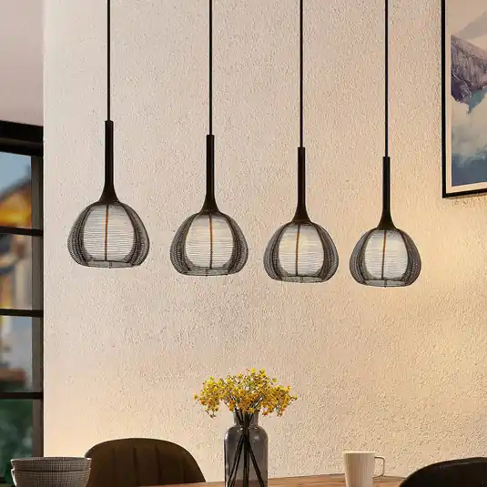 Compra Adesso Lucande Tetira sospensione, 4 luci, lunga, nero