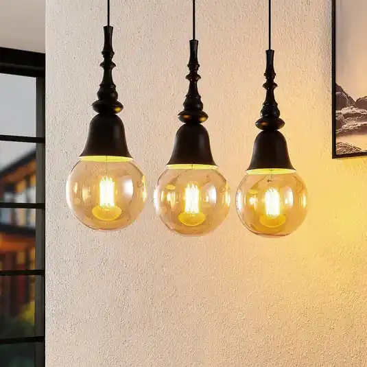 Compra Adesso Lucande Gesja a sospensione, 3 luci, lunga, nero