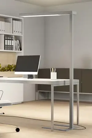 Arcchio Lampada da terra per ufficio Susi a LED, argento, sensore, dimmer, CCT Professionale