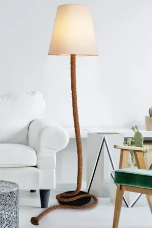 Lampada da terra Rope con tessuto e corda Spedito Oggi