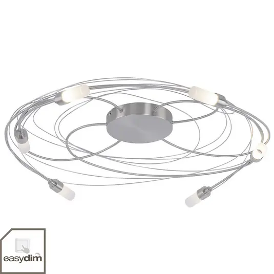 Più Venduto Plafoniera LED Nelia 6 luci Ø 60 cm acciaio