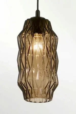 Lampada a sospensione Origami in vetro, grigio-marrone Compra Oggi Stesso