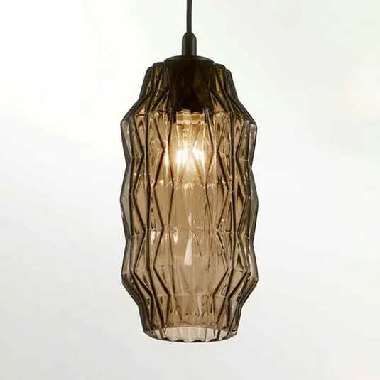 Lampada a sospensione Origami in vetro, grigio-marrone Compra Oggi Stesso