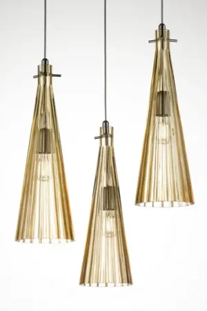 Spedito Oggi Lampada sospensione Costa Rica, 3 luci, ambra