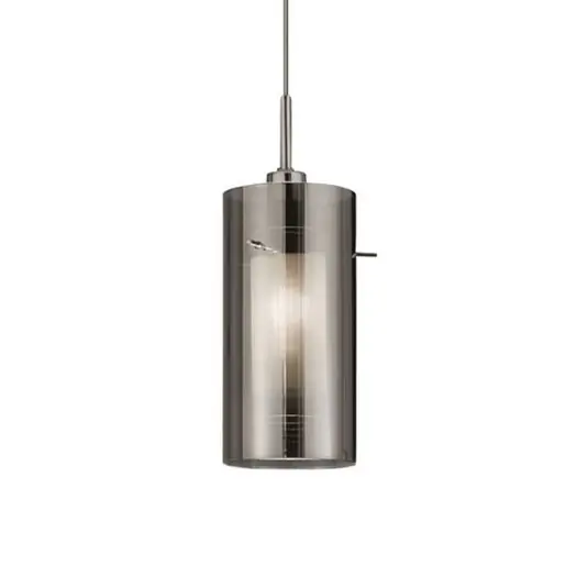 Lampada sospensione Duo 2, vetro fumè/cromo 1 luce Consegna Rapida