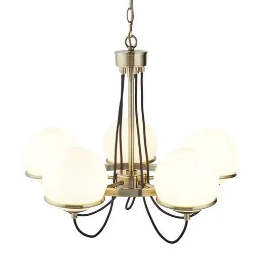 Lampadario Sphere ottone con 5 sfere di vetro Must-Have