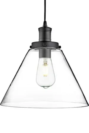 Lampada a sospensione a piramide, nero/chiaro, vetro, Ø 29 cm, E27 Prezzo Di Fabbrica