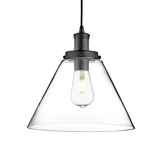 Lampada a sospensione a piramide, nero/chiaro, vetro, Ø 29 cm, E27 Prezzo Di Fabbrica